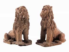Paar Terrakotta-Löwen