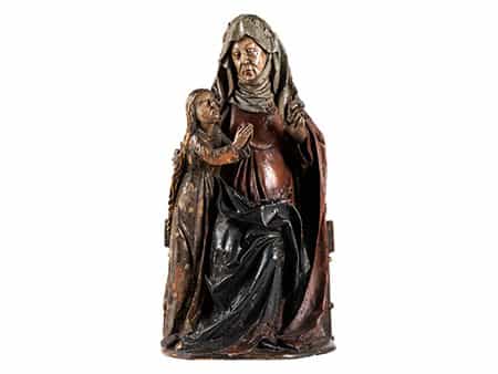 Schnitzfigur der Heiligen Anna mit der jugendlichen Maria 