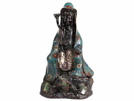  Guanyin-Figur in Bronze und Cloisonné