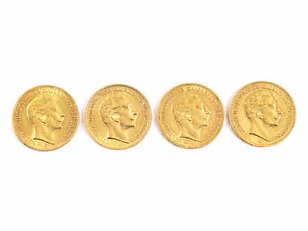  Vier preußische 20 Goldmark
