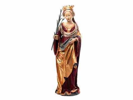 Spätgotische Schnitzfigur der Heiligen Clara