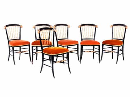  Satz von sechs Stühlen im klassizistischen Stil