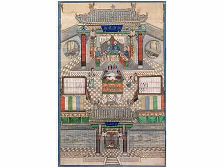  Großformatige chinesische Malerei auf Textil