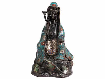  Guanyin- Figur in Bronze und Cloisonné