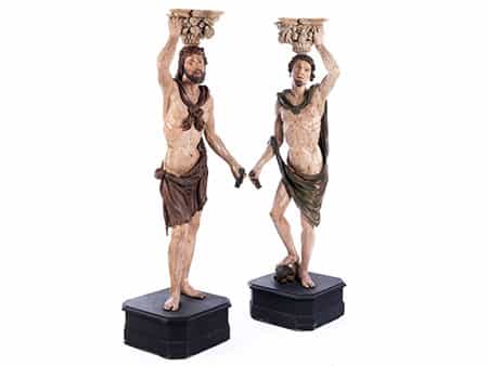 Paar lebensgroße Karyatiden-Statuen