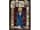 Detailabbildung: Dreiteiliges Fensterglasbild mit Darstellung des Kreuzes Christi mit den Assistenzfiguren Maria und Johannes Evangelist
