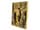 Detailabbildung: Glasiertes Tonrelief mit Darstellung des Kreuzes Christi zwischen zwei Heiligenfiguren