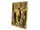 Detailabbildung: Glasiertes Tonrelief mit Darstellung des Kreuzes Christi zwischen zwei Heiligenfiguren