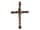 Detailabbildung: Museales frühes Stellkreuz mit Corpus Christi sowie Madonnenfigur unter einem Spitzbaldachin
