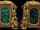 Detailabbildung: Paar Kamin-Kerzenleuchter in feuervergoldeter Bronze mit Malachit-Einlage.